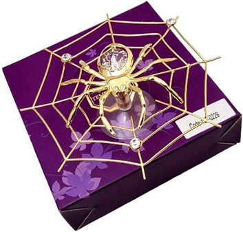 GAVE TIL KVINDE. Forgyld, dekoreret med Swarovski krystaller edderkop