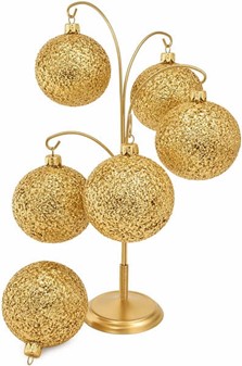 Billige, polske glas julekugler i gylden glitter. Ø 8 cm, 6 stk