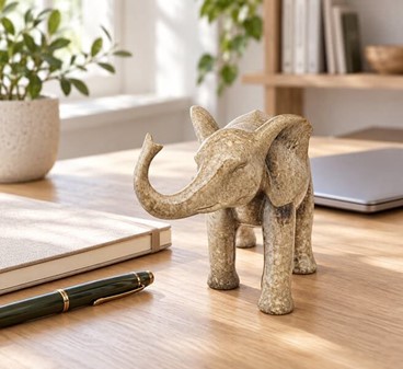 Elegant Granit Elefant Figur. Et symbol på styrke og lykke som gave