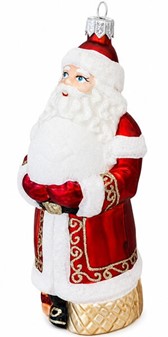 Polske julekugler figurer. Stor figur, julemand i rødt tøj. H: 14,8 cm
