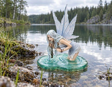Eventyrlig Dekoration og Nøglen til Magi. Elegant Fe-Prinsesse Figur