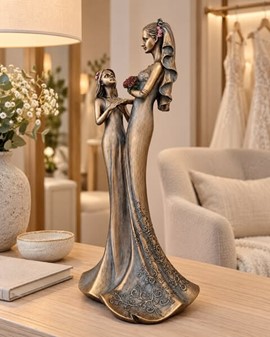 BRYLLUPSFIGUR. Smuk bryllupsgave, bronzefigur Bruden med brudepige