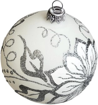 Hvide juletræskugler glas. Smukke håndblæste julekugler. Ø 10 cm 6 stk