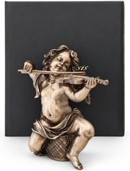 PERFEKT JULEGAVER. Smuk bronze figur af en engle spiller violin