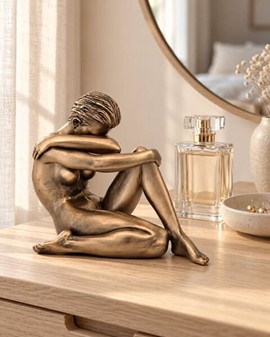BILLIG KÆRESTE GAVE. Bronze statuette af siddende nøgne kvinde