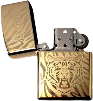 Lighter Sæt Gylden Tiger. 2-i-1 Elektrisk Plasma og Klassisk Benzin