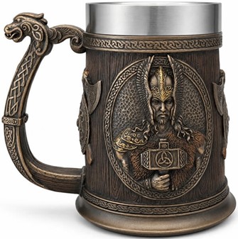 Eksklusivt Ølkrus med Nordiske Guder – Drik med Odin og Thor