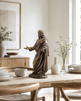 JESUS FIGUR. Katolske, religiøs julegaveide i form Kristus bronzefigur