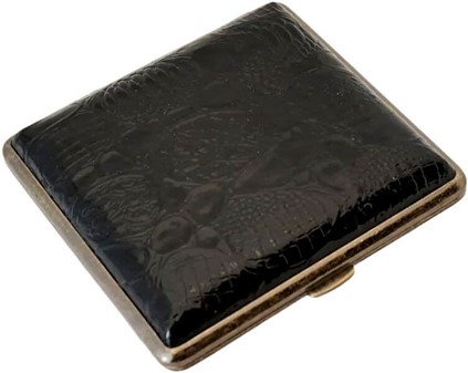 Elegant Sort Kunstlæder Cigaret etui til 20 King Size Cigaretter