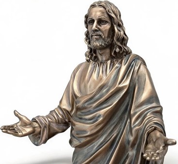 JESUS FIGUR. Katolske, religiøs julegaveide i form Kristus bronzefigur