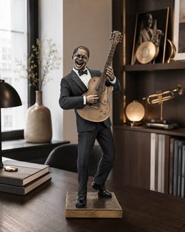 Jazzguitarist figur i bronze – Unik gave til ham der elsker musik