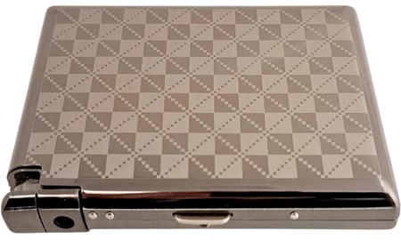 Cigaret etui metal med lighter – grafitdesign til 20 cigaretter