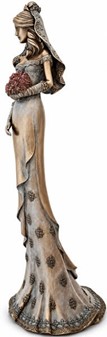 BRYLLUPSFIGUR. Smuk bronze figur af bruden med en bryllupsbuket