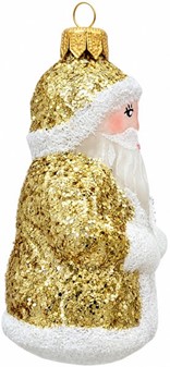 Guld julemand glasfigur (10 cm) | Eksklusiv julepynt i glas