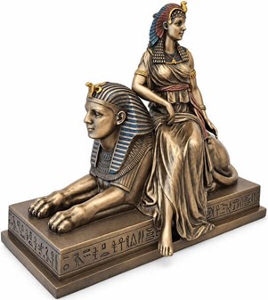 Kleopatra og Sfinks Bronze Statue: Tidløs Elegance til Dit Rum