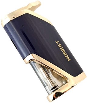 Elegant Stormlighter i Mørkeblå - Gas Ligghter med en Rød Flamme