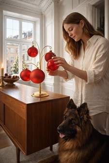 Røde glas julekugler. Sæt med 3 matte og 3 gennemsigtige, Ø 7 cm