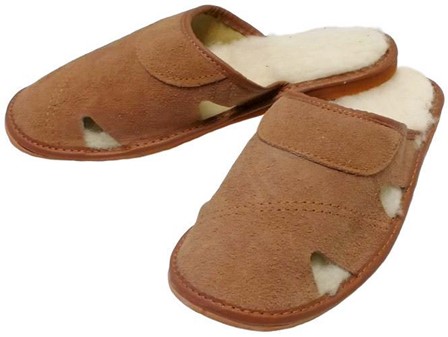 LÆDER HJEMMESKO HERRE. Ruskind, brun slippers til mænd, kun 149 kr