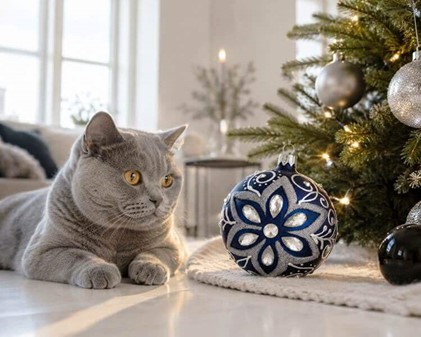 Eksklusive, intens blå julekugler dekoreret med store krystaller