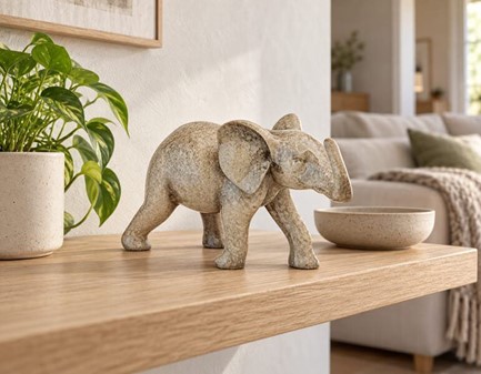 Elegant Granit Elefant Figur. Et symbol på styrke og lykke som gave