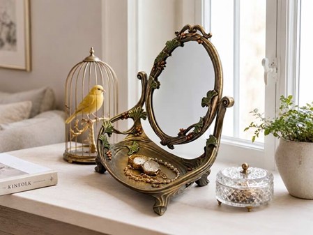 Sminkebord med roterende spejl i Art Nouveau. Til den stilfulde kvinde