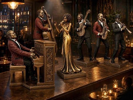 Jazzpianist ved klaveret figur – Den perfekte gave til musikeren