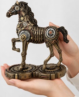 Enestående Steampunk Hest: Unik Bronze Kunst – Drømmenes Mekanik!