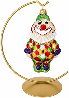 Mundblæst julekugler figur. Stor håndmalede figur af sjov klovn. 13cm