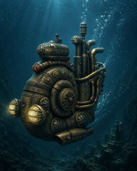 SMYKKEÆSKER. Fænomenalt Steampunk ubåd Nautilus i smykkeskrin form