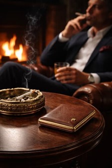 Klassisk Cigaretetui i Brunt Kunstlæder. Den Perfekte Gave til Ham