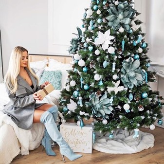 37 Perleblå Julekugler Plastik. Elegant Komplet Sæt i 5 Størrelser
