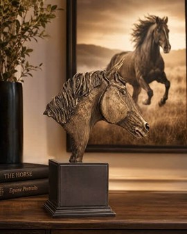 Heste Skulptur. Smukt hestehoved til boligindretning og gaveidé