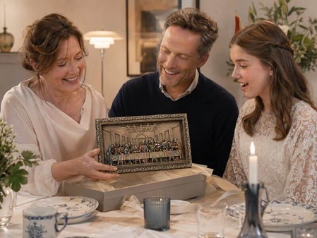 "Den sidste nadver" relief i bronze. Renæssance kunstværk til væggen