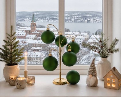 Spektakulær polske glas julekugler i intens grøn mat, Ø 8 cm 6 stk
