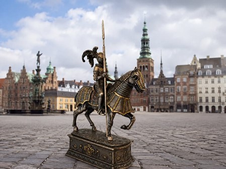 Middelalderridder på hest – majestætisk bronzefigur til hjemmet
