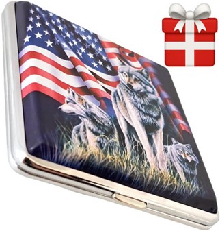Cigaretetui Metal 20 Stk. Ulve og Flag – Standard Cigaretter