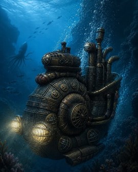 SMYKKEÆSKER. Fænomenalt Steampunk ubåd Nautilus i smykkeskrin form