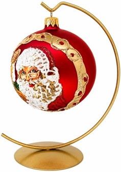 Smukkeste julekugler. Knald rødt julekugle med julemand. Ø 10 cm