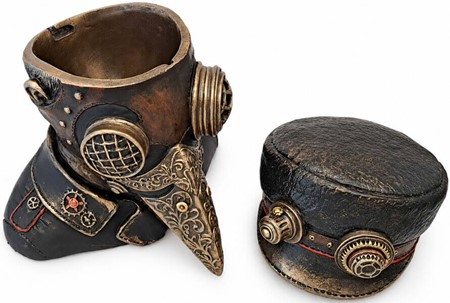 DEKORATION TIL STUEN. Impossant figur af Pestlægen i Steampunk stil