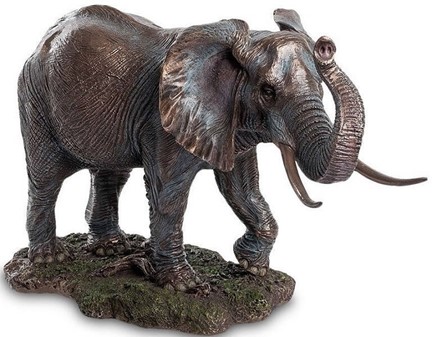 ELEFANT FIGUR. Usædvanlig godt, stor realistisk bronzefigur af elefant