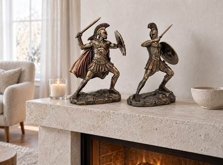 GRÆSKE HELTE. Bronze figur af Hektor den tapreste af trojanske krigere