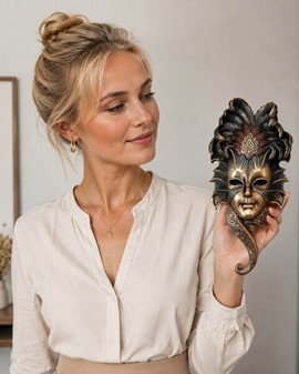 BILLIG VÆGDEKORATION. Bronzebelagt venetianske maske, bolig ting