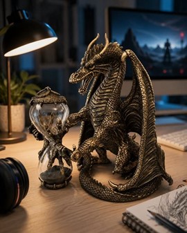 TIMEGLAS. Unik Veronese skulptur af dragen med timeglas i hænderne