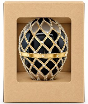 SORT JULEPYNT. Eksklusiv Fabergé-inspireret Julepynt i Håndmalet Glas