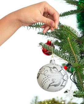 Hvide juletræskugler glas. Smukke håndblæste julekugler. Ø 10 cm 6 stk