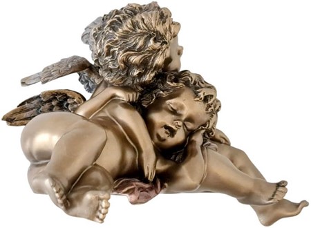 JULEGAVE IDEER TIL HENDE. Smuk bronzefigur af sovende to engle