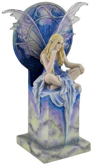 Blå Himmel Fe Figur. En Drøm i Marmor. Fantastisk Polyresin Figur
