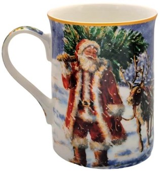JULEKRUS. 4 Porcelæn Krus med Julemanden til Din Jul