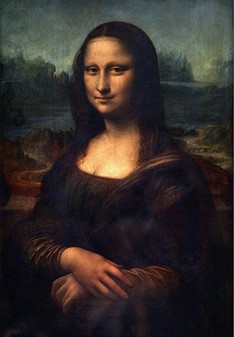 MONA LISA. Smuk miniaturemaleri i ramme med lille staffeli