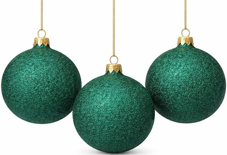 Ekstremt grønne, skinnende med glitter glas julekugler, Ø 8 cm 6 stk